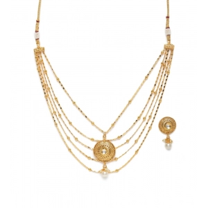 Generic Women's Rose Gold Plated Alloy Necklace & Earings Set (Gold)