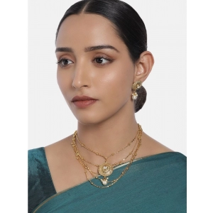 Generic Women's Rose Gold Plated Alloy Necklace & Earings Set (Gold)