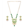 Dropship Women's Rose Gold Plated Alloy Necklace &amp; Earings Set (Green)
