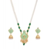 Dropship Women's Rose Gold Plated Alloy Necklace &amp; Earings Set (Green)