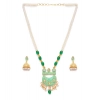 Dropship Women's Rose Gold Plated Alloy Necklace &amp; Earings Set (Green)