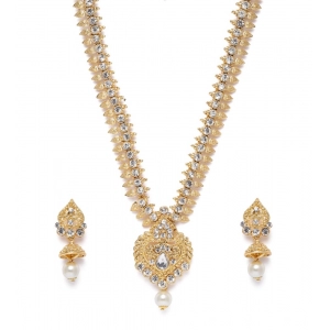 Generic Women's Rose Gold Plated Alloy Necklace & Earings Set (White)