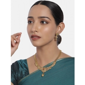 Generic Women's Rose Gold Plated Alloy Necklace & Earings Set (Gold)