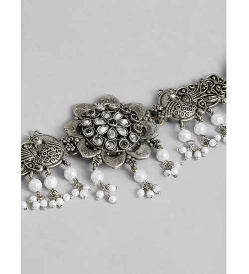 Women's Rose Gold Plated Alloy Necklace & Earings Set (Silver) Women's Rose Gold Plated Alloy Necklace & Earings Set (Silver)