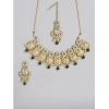 Dropship Women's Rose Gold Plated Alloy Necklace &amp; Earings Set (Green)