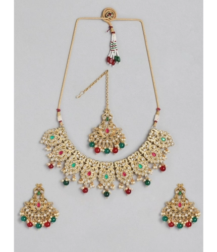 Women's Rose Gold Plated Alloy Necklace &amp; Earings Set (Light Green)