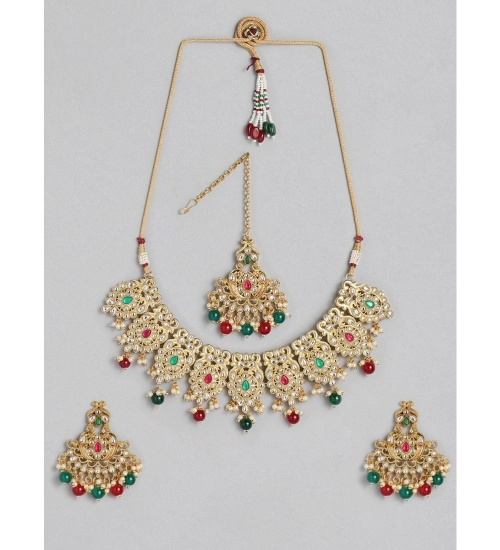 Women's Rose Gold Plated Alloy Necklace & Earings Set (Light Green)