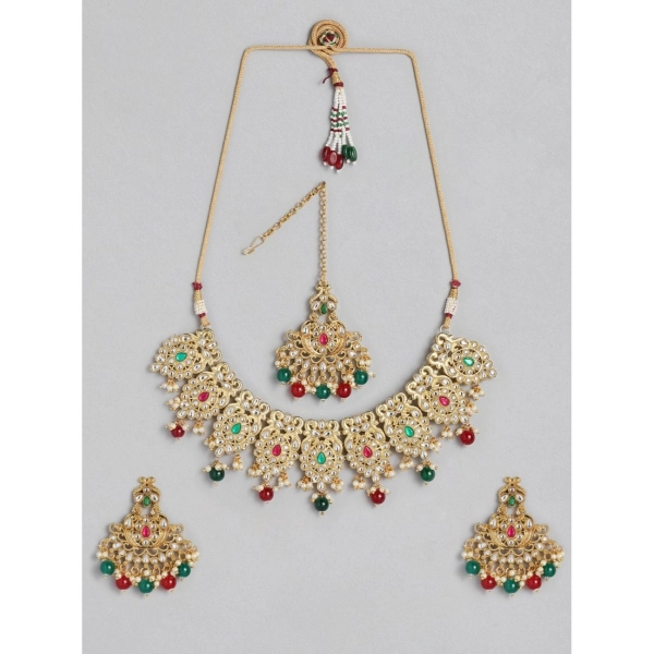 Dropship Women's Rose Gold Plated Alloy Necklace &amp; Earings Set (Light Green)
