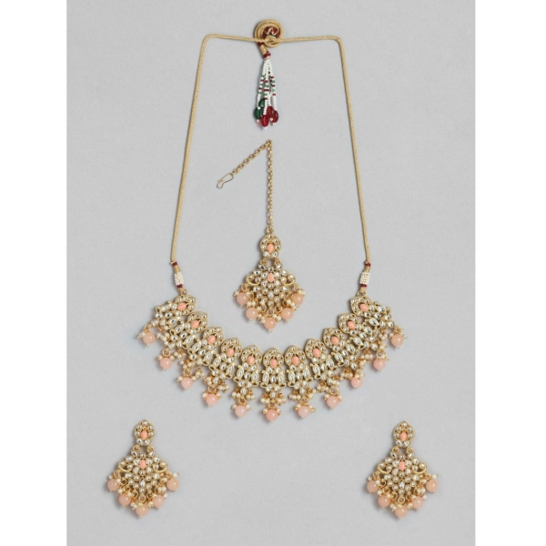Dropship Women's Rose Gold Plated Alloy Necklace &amp; Earings Set (Pink)