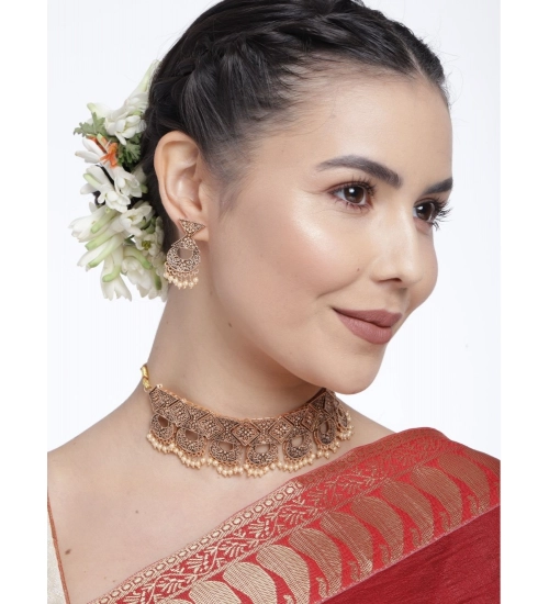 Women's Rose Gold Plated Alloy Necklace & Earings Set (Gold) Women's Rose Gold Plated Alloy Necklace & Earings Set (Gold)