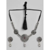 Women's Rose Gold Plated Alloy Necklace &amp; Earings Set (Silver)