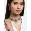 Women's Rose Gold Plated Alloy Necklace &amp; Earings Set (Silver)