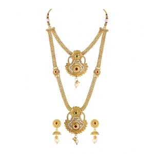 Generic Women's Rose Gold Plated Alloy Necklace & Earings Set (Gold)