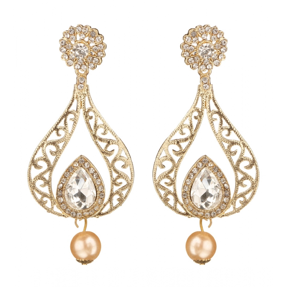 Generic Women's Rose Gold Plated Alloy Earrings (White)