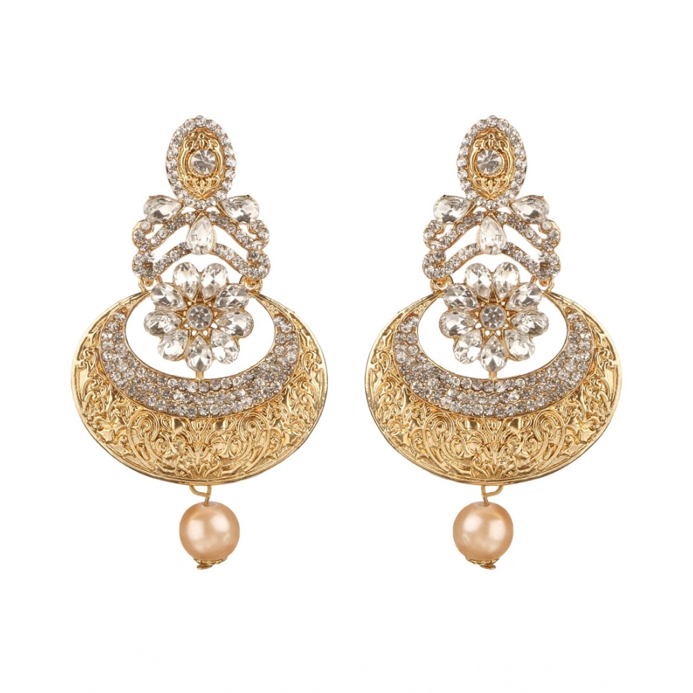 Generic Women's Rose Gold Plated Alloy Earrings (White)