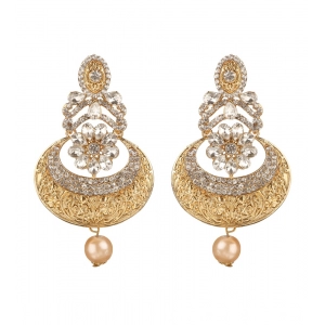 Generic Women's Rose Gold Plated Alloy Earrings (White)
