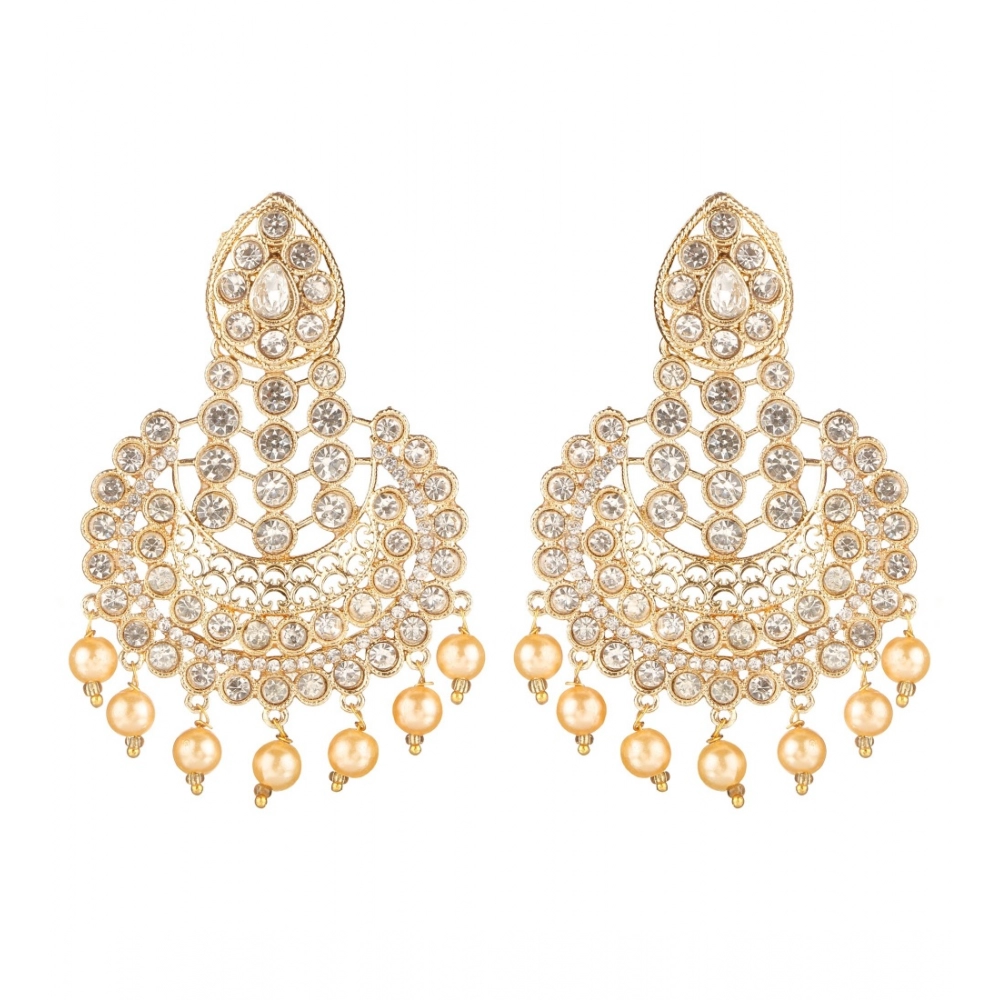 Generic Women's Rose Gold Plated Alloy Earrings (White)