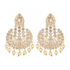 Generic Women's Rose Gold Plated Alloy Earrings (White)