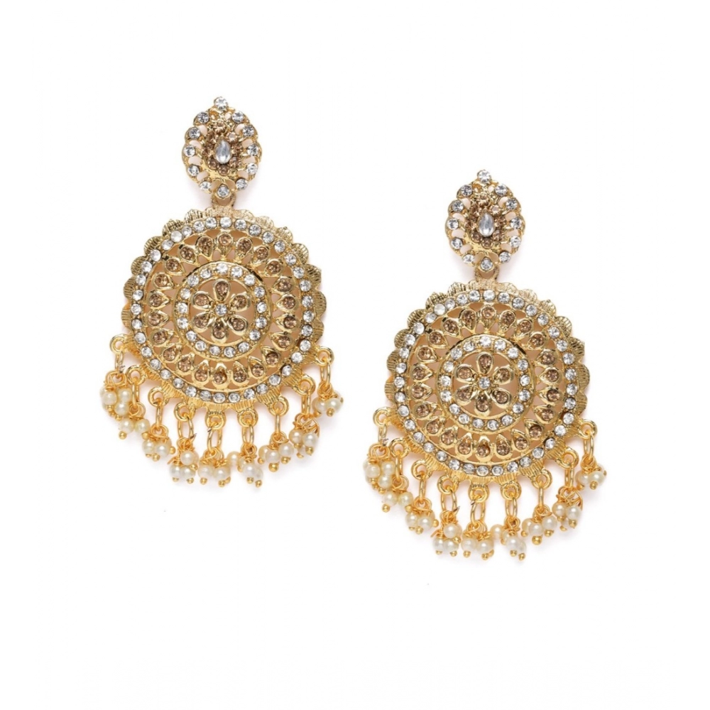 Generic Women's Rose Gold Plated Alloy Earrings (White)