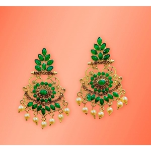 Generic Women's Rose Gold Plated Alloy Earrings (Green)