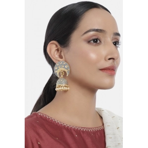 Generic Women's Rose Gold Plated Alloy Earrings (Gold & Grey)