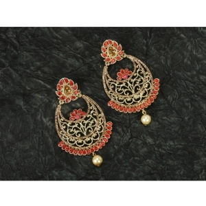 Generic Women's Rose Gold Plated Alloy Earrings (Gold & Orange)