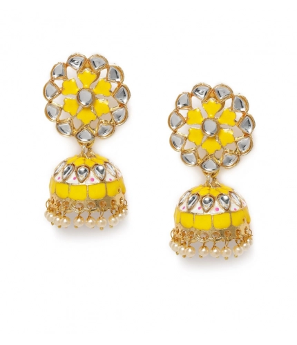 Women's Rose Gold Plated Alloy Earrings (Yellow)