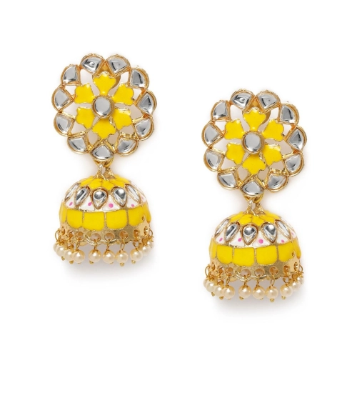 Women's Rose Gold Plated Alloy Earrings (Yellow)