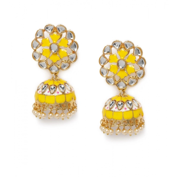 Dropship Women's Rose Gold Plated Alloy Earrings (Yellow)