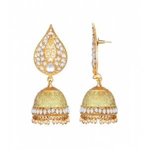 Generic Women's Rose Gold Plated Alloy Earrings (White)