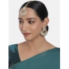 Dropship Women's Rose Gold Plated Alloy Kundan Earrings &amp; Mangtikka (White)