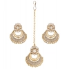 Dropship Women's Rose Gold Plated Alloy Kundan Earrings &amp; Mangtikka (White)