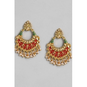 Generic Women's Rose Gold Plated Alloy Earrings (Red & Green)