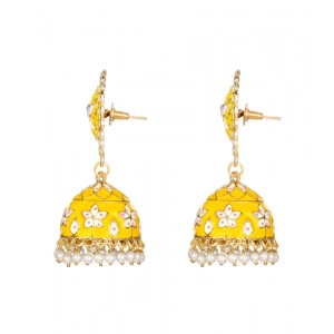 Generic Women's Rose Gold Plated Alloy Earrings (Yellow)