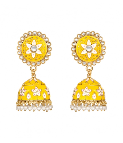 Women's Rose Gold Plated Alloy Earrings (Yellow)