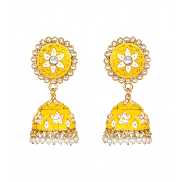 Dropship Women's Rose Gold Plated Alloy Earrings (Yellow)