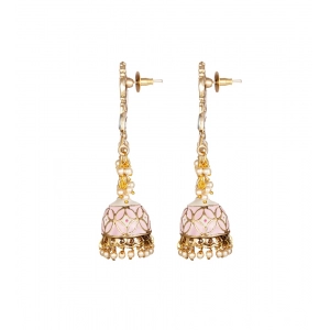 Generic Women's Rose Gold Plated Alloy Earrings (Pink)