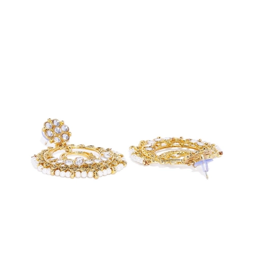 Women's Rose Gold Plated Alloy Kundan Earrings & Mangtikka (White) Women's Rose Gold Plated Alloy Kundan Earrings & Mangtikka (White)