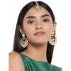 Dropship Women's Rose Gold Plated Alloy Kundan Earrings &amp; Mangtikka (White)