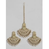 Dropship Women's Rose Gold Plated Alloy Kundan Earrings &amp; Mangtikka (White)