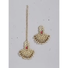 Dropship Women's Rose Gold Plated Alloy Kundan Earrings &amp; Mangtikka (White)
