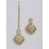 Dropship Women's Rose Gold Plated Alloy Kundan Earrings &amp; Mangtikka (White)