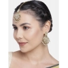 Dropship Women's Rose Gold Plated Alloy Kundan Earrings &amp; Mangtikka (White)