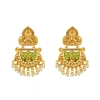 Dropship Women's Rose Gold Plated Alloy Kundan Earrings &amp; Mangtikka (Green)