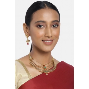 Generic Women's Rose Gold Plated Alloy Necklace & Earings Set (Multicolor)