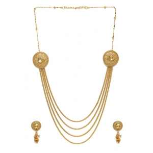 Generic Women's Rose Gold Plated Alloy Long Haram Jewellery Set (Gold)