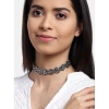 Dropship Women's Rose Gold Plated Alloy Choker (Silver &amp; Black)
