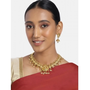 Generic Women's Rose Gold Plated Alloy Necklace & Earings Set (Gold)