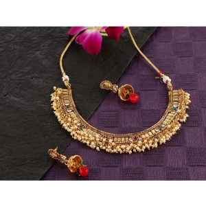 Generic Women's Rose Gold Plated Alloy Necklace & Earings Set (Multicolor)