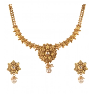 Generic Women's Rose Gold Plated Alloy Necklace & Earings Set (Gold)